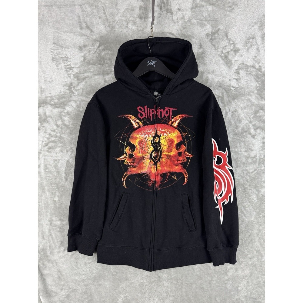 Vintage Slipknot Graphic Full Zip Hoodie Womens Small Grunge Emo Y2K Band Rock - Picture 3 of 11